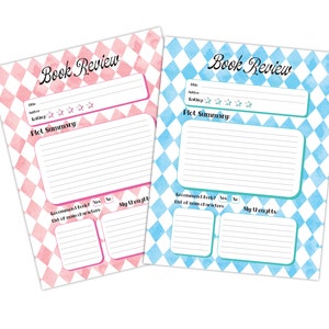 Printable Book Review Template for Kids Pink and Blue - Etsy