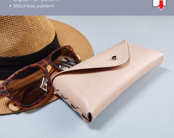 Glasses case pattern PDF, Leather Glasses Case Template, stitchless sunglass case pattern, eyeglass case leather PDF, leathercraft pattern