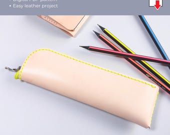 Leather pencil case pattern, pen case template PDF, leather zipper pouch, pencil pouch pattern, 2 leather case PDF, leather pattern pdf.
