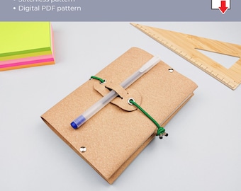 Patroon notebookomslag pdf, leren A6-sjabloon reizigersnotitieboekje, midori-leerpatroon, doe-het-zelf notitieboekomslag, leerpatroon.