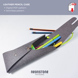 Leather pencil case pattern, stitchless pattern PDF, pen holder PDF, artist leather case pattern, easy leather pencil case template.