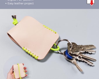 Leather key holder pattern, key organizer template PDF, DIY leather keychain, key fob pattern, key cover template pdf, leather pattern pdf.
