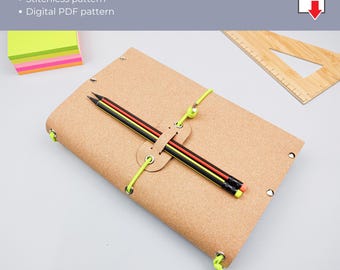 A5 traveller notebook pattern, journal cover pdf, leather notebook cover pattern, midori leather template, DIY notebook cover.