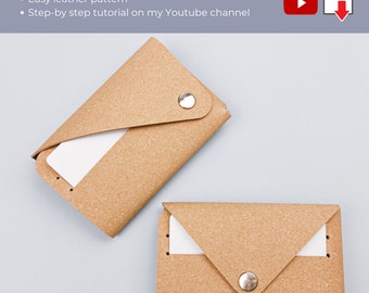 Stitchless lederen portemonnee patroon, set van 2 kaarthouder patroon, origami portemonnee patroon PDF, minimalistische portemonnee sjabloon, leerpatroon PDF