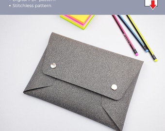 Leather iPad case pattern, PDF download tablet case pattern, iPad pro 11 case template, leather tablet sleeve template, leathercraft pattern