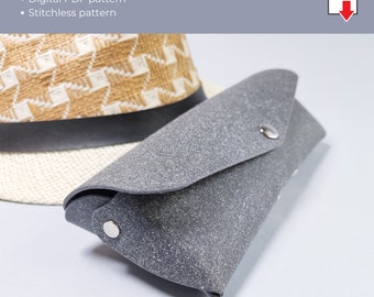 Leather glasses case pattern, stitchless sunglass case template, eyeglass case PDF, DIY leather glasses case, leather pattern, summer DIY