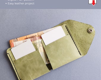 Leather bifold wallet pattern, leather wallet template pdf, mens billfold pattern, easy leather pattern, leather DIY template.
