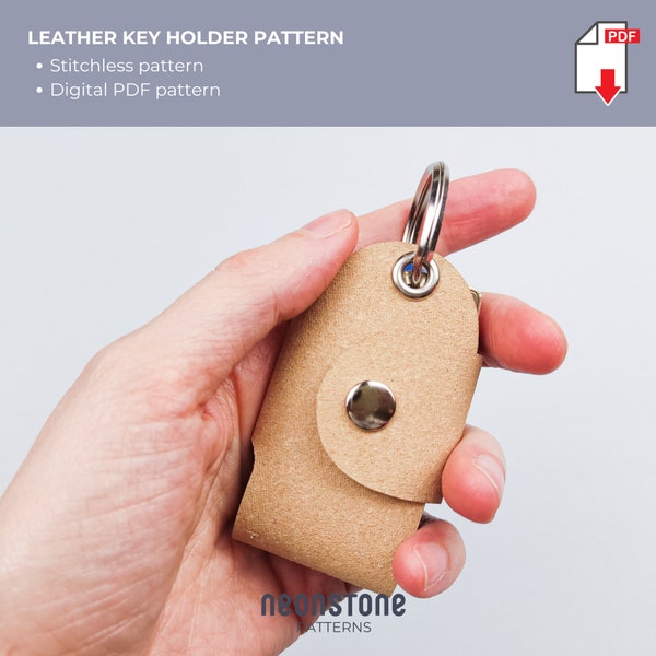 Leather keychain template for begginers, Keychain pattern PDF, DIY key organizer, 2 key holder pattern set, leather pattern PDF, Diy gift