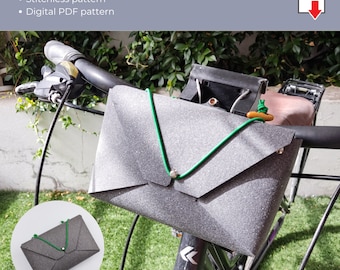 Leather bike bag pattern, bicycle bag pattern PDF, stitchless leather bike bag template, gift for bike rider, easy leather template