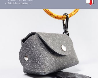 Dog waste bags holder pattern, leather dog pouch template PDF, dog poop bag pattern, waste bag dispenser template, leather poop bag pattern.