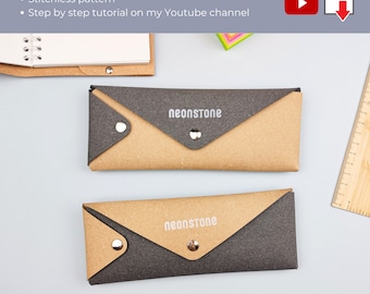 Leather pencil case pattern, DIY leather pen case for men, leather pen case template, pencil case aesthetic, minimalist pencil case template