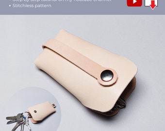 Stitchless leather keychain pattern, key organizer pattern PDF, leather key holder template, no sew leather keychain pattern, DIY keychain