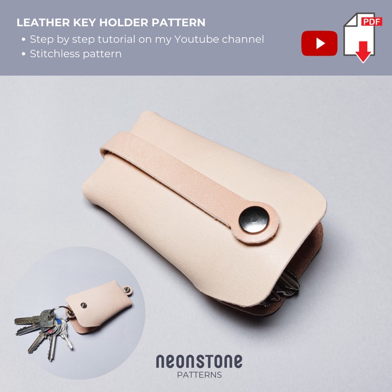 Stitchless Leather Keychain Pattern, Key Organizer Pattern PDF, Leather ...