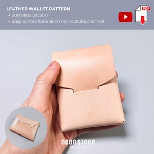 Stitchless leather wallet pattern, origami wallet pattern PDF, leather card holder template, leather wallet DIY, no sew wallet pattern.