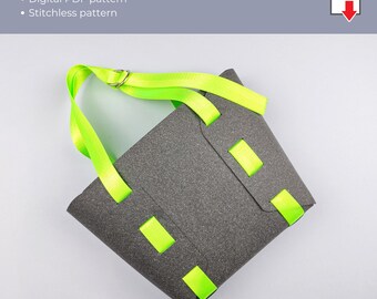 Leather tote bag pattern PDF, stitchless handbag pattern, small leather bag template, leather pattern PDF, tote bag template, Leather DIY