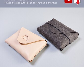Stitchless leather wallet pattern, origami card holder template PDF, PDF download pattern for card holder, no sew wallet pattern.