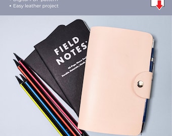 Field notes leather cover pattern, notebook cover template, field notes cover pdf pattern, journal cover template, travel journal cover pdf.