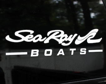 2 calcomanías para barcos Sea Ray, remolques, pontones antiguos, cascos de pesca, calcomanías marinas