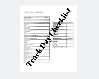 Track Day Checklist PDF Téléchargement instantané