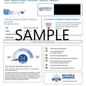 Rapport de véhicule Carfax PDF rapide avec AUTOCHECK GRATUIT Livraison rapide image 3