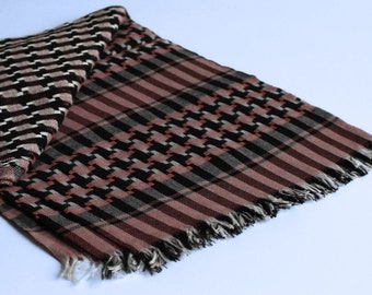 Pink black plaid small, shemagh, kufiya, keffiyeh, scarf, palestine, Windproof,Embroidered, Heavyweight, Face Cover Palestine Scarf