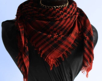 Dark Red Plaid Small, shemagh, bufandas, kufiya, keffiyeh, scarf, palestine, bufandas , shawl cotton, Hatta, Tartan, Jordanian,