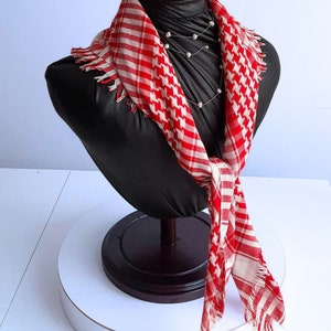 Red White, plaid, shemagh, kufiya, keffiyeh, scarf, palestine, Hebron city, keffiye masks, Middle East, Bandana, Face Palestine Scarf Scarf