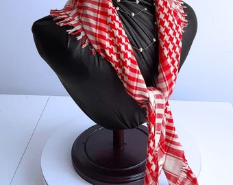 Red White, plaid, shemagh, kufiya, keffiyeh, scarf, palestine, Hebron city, keffiye masks, Middle East, Bandana, Face Palestine Scarf Scarf