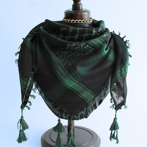 Green Keffiyeh Shemagh Keffiyeh, Keffeyeh, Kafiya Scarf, Desert Scarf, Kaftan Dress  Women, Birthday Gift, Gift Girlfriends Scarf