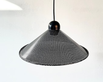 1980s Postmodern Hanging Lamp Dutch Design Pendant Light, Minimalist Mid Century Modern Lamp, Unique Vintage Perforated Metal Lamp Shade