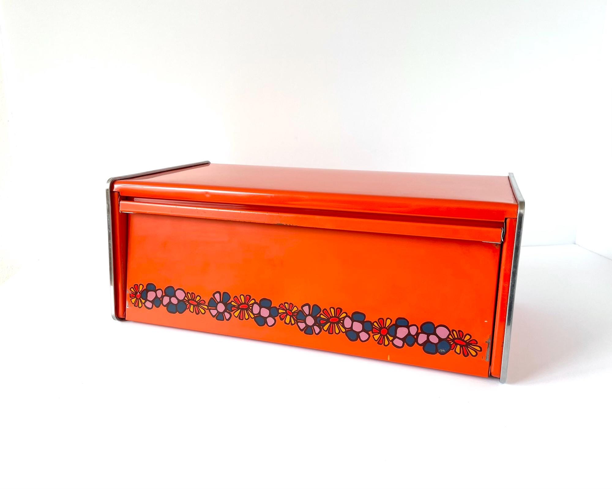 ヴィンテージ70年代の金属製ブレッドボックス、ミッドセンチュリー