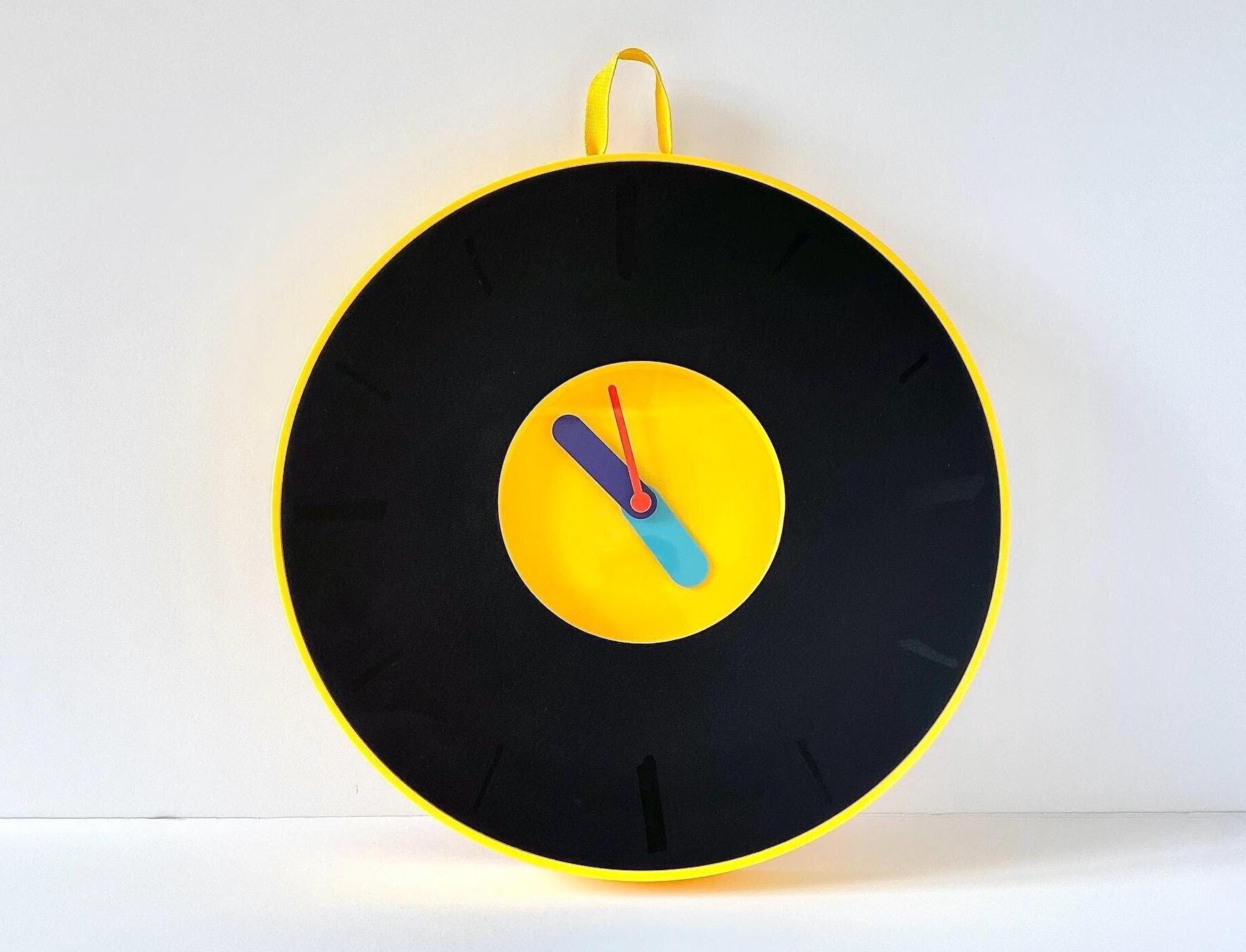 XL Vintage Ikea Wall Clock Postmodern 90s Chalkboard Memphis Style