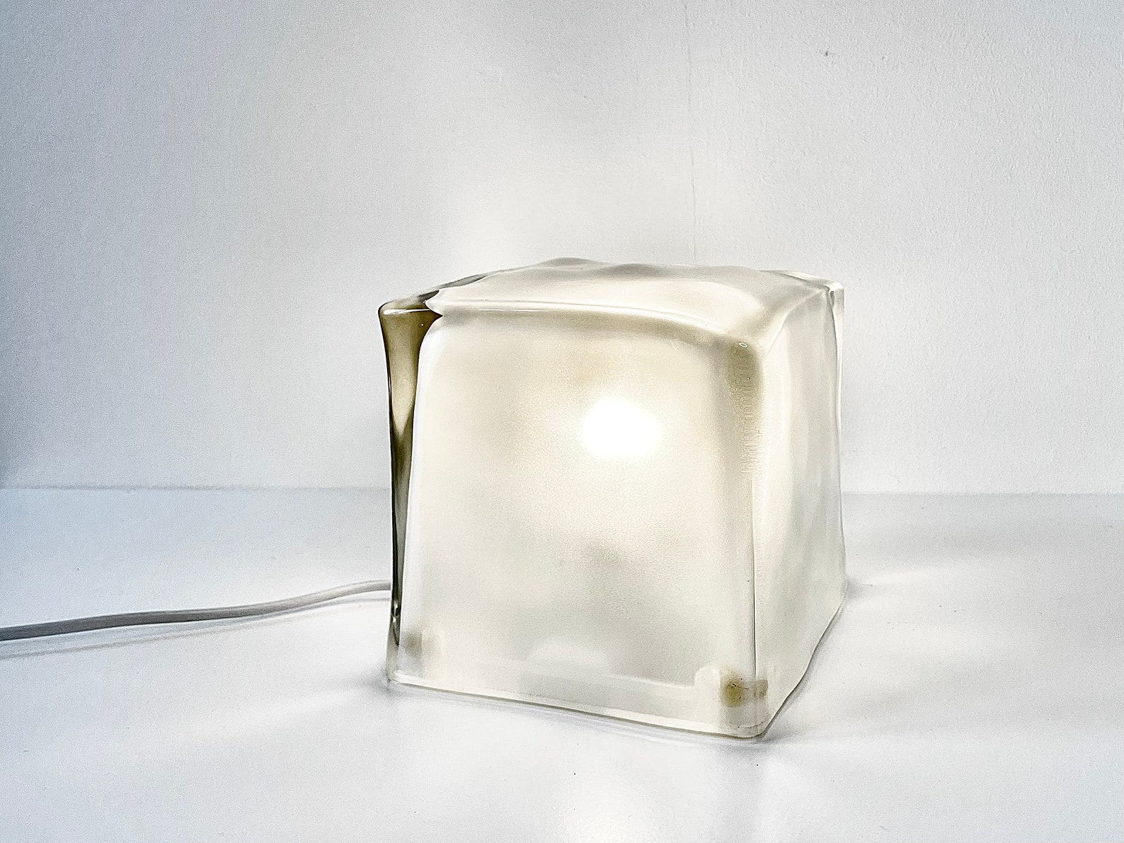 Vintage IKEA Iviken Ice Cube Frosted Glass Table Lamp Iconic Etsy