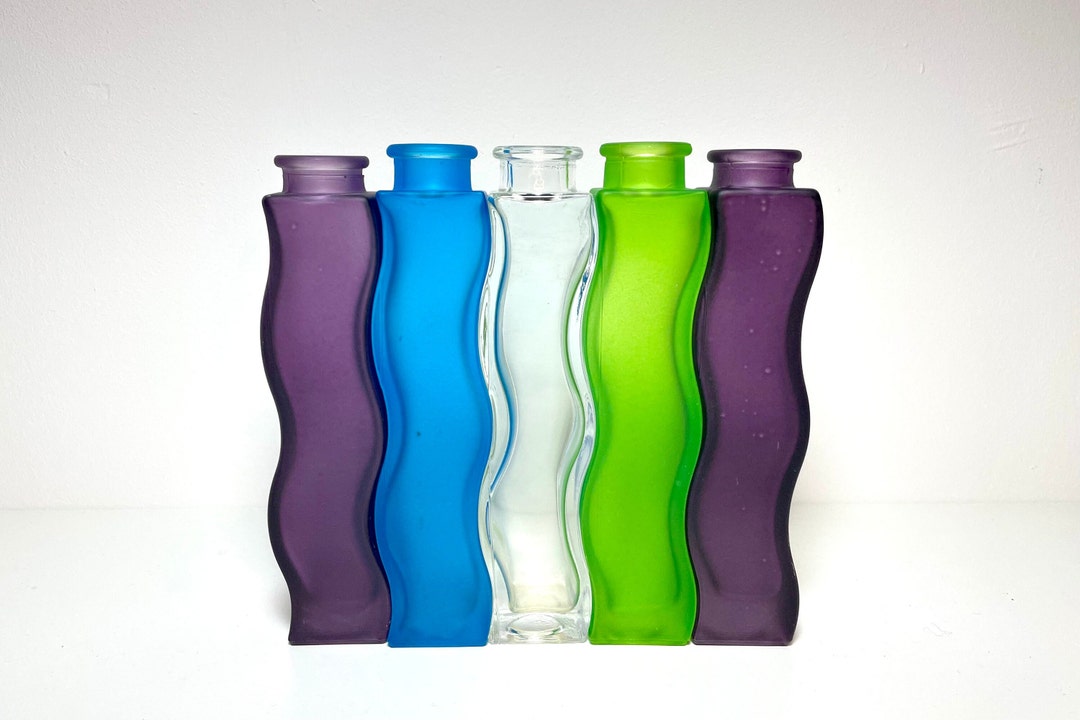 Vintage IKEA Skämt Wavy Glass Vases Set of 5 Postmodern Design Style