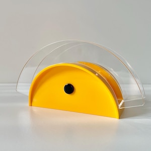 NOVO porta-guardanapos vintage GUZZINI, anos 80, pós-moderno, plexiglass, eclético, Memphis, decoração espacial, design italiano, talheres, porta-toalhas de papel