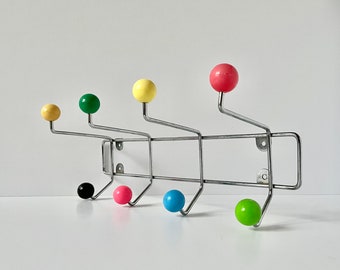 90s Sputnik Wall Mounted Coat Rack 8 Hooks Vintage Atomic Space Age Fixture, Retro Storage Funky Colorful Decor Postmodern Eclectic