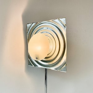 Postmodern 90s Swedish Design Table Lamp, Retro Tall Glass Lamp, Atomic 70s Space Age Style Room Decor Aesthetic, Vintage 2000s Home Accent