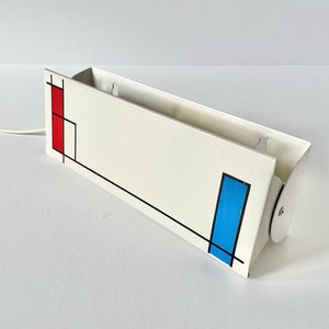 Vintage Plug In Wall Sconce 70s Piet Mondrian Minimalist Bedside Lamp Retro Unique Postmodern Bedroom Decor, Decorative Art Cool Night Light image 5