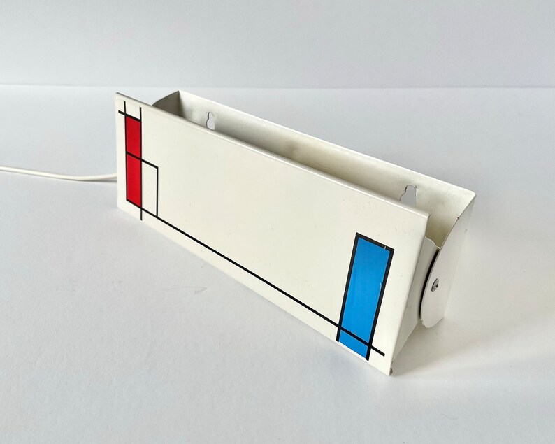 Vintage Plug In Wall Sconce 70s Piet Mondrian Minimalist Bedside Lamp Retro Unique Postmodern Bedroom Decor, Decorative Art Cool Night Light image 5