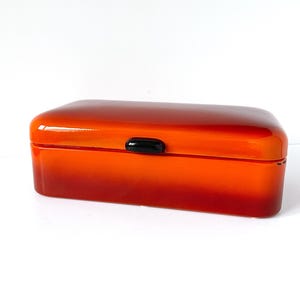 1950s Dutch Enamel Bread Box Antique, Brocante Enamelware, Breadbox Metal Container Vintage Furniture and Decor, Farmhouse Kitchen Storage