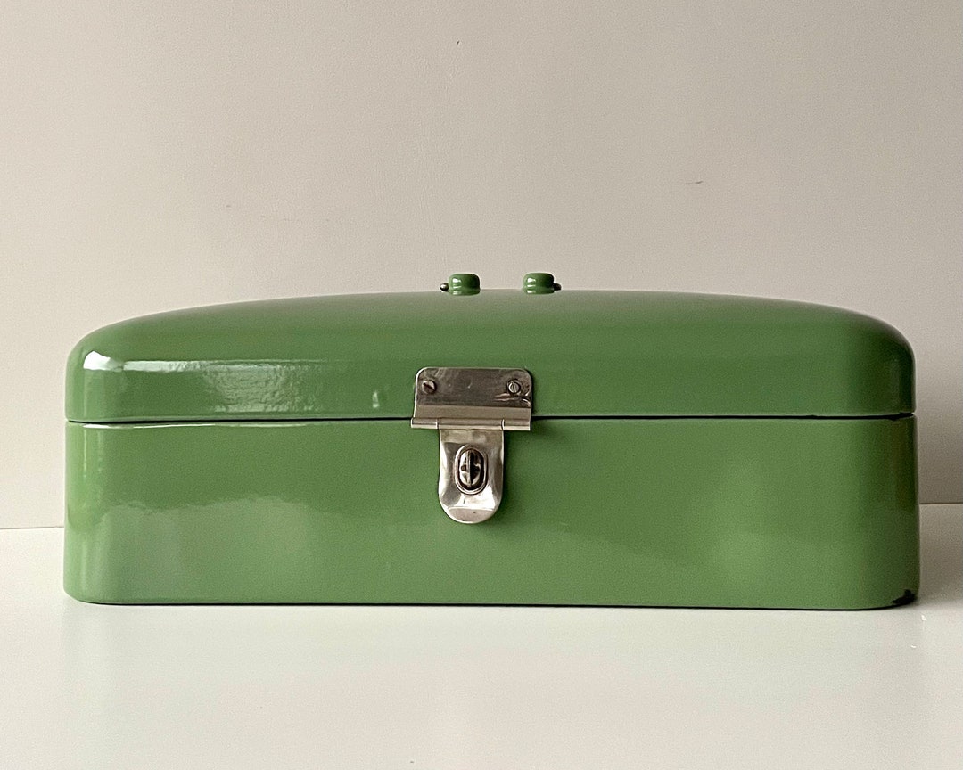 1950s Dutch Enamel Bread Box Antique, Brocante Enamelware, Metal