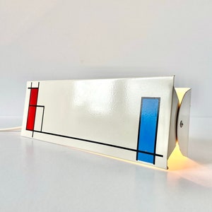 Vintage Plug In Wall Sconce 70s Piet Mondrian Minimalist Bedside Lamp Retro Unique Postmodern Bedroom Decor, Decorative Art Cool Night Light image 6