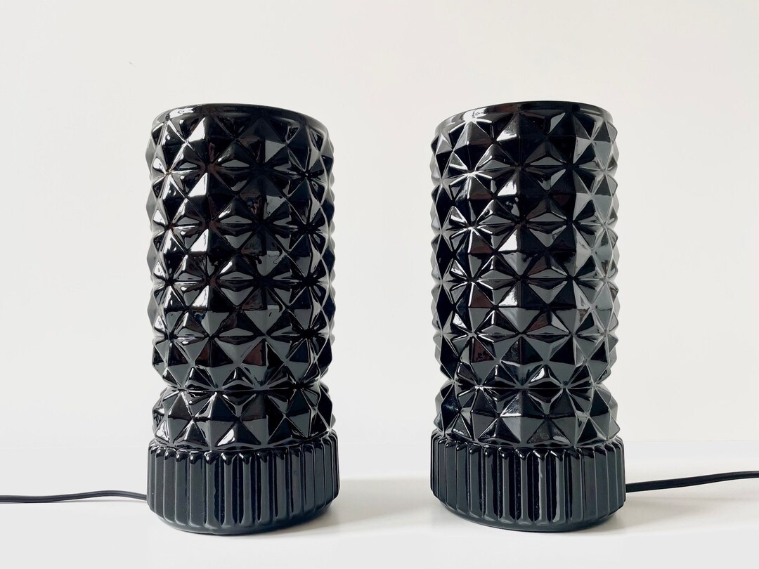 Pair of Art Deco Style Bedside Lamps, Funky 90s Lighting Vintage Ikea