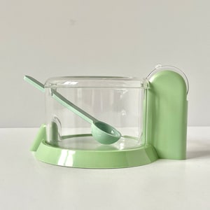Vintage GUZZINI Preserve Jar 80s Pastel Green Sugar Bowl Jam Server Italian Postmodern Space Age Design Retro Mid Century Modern Tableware