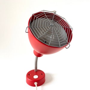 Vintage IKEA Plug In Wall Sconce Spooky Season Adjustable Wall Lamp Spiderweb Halloween Decor Red Metal Childrens Bedside Lamp Night Light