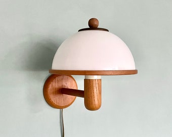 Vintage Steinhauer Plug in Sconce Wall Lamp, 1970s Wooden Mushroom Lamp, Mid Century Modern Room Decor, MCM Night Light Reading Lamp