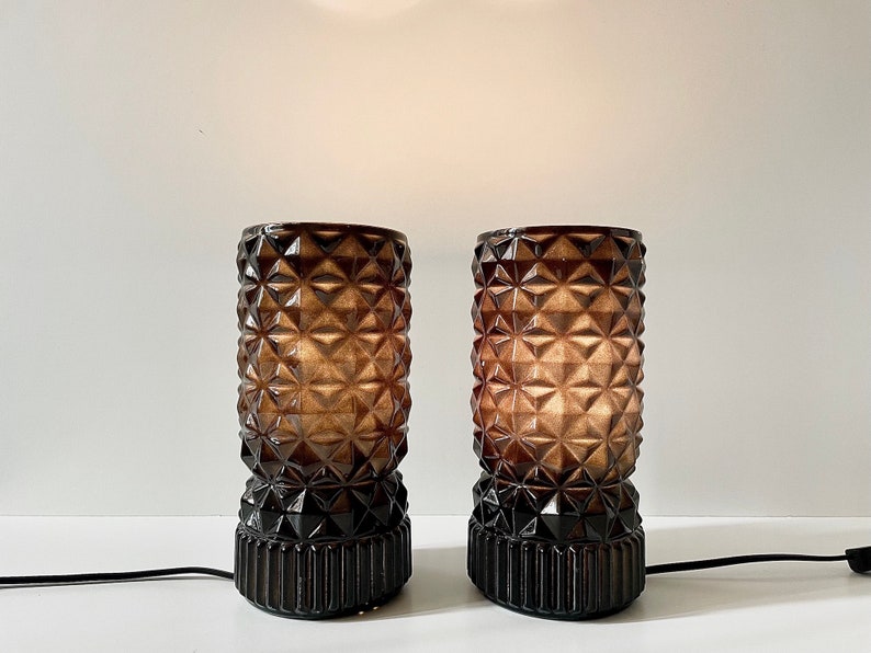 Pair of Art Deco Style Bedside Lamps, Funky 90s Lighting Vintage Ikea