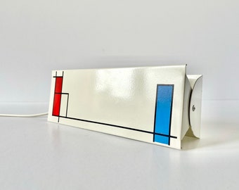 Vintage Plug In Wall Sconce 70s Piet Mondrian Minimalist Bedside Lamp Retro Unique Postmodern Bedroom Decor, Decorative Art Cool Night Light