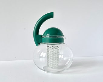 Vintage 1980 GUZZINI vidrio té tetera retro cafetera infusión garrafa ecléctica era espacial cocina decoración posmoderna italiana serveware