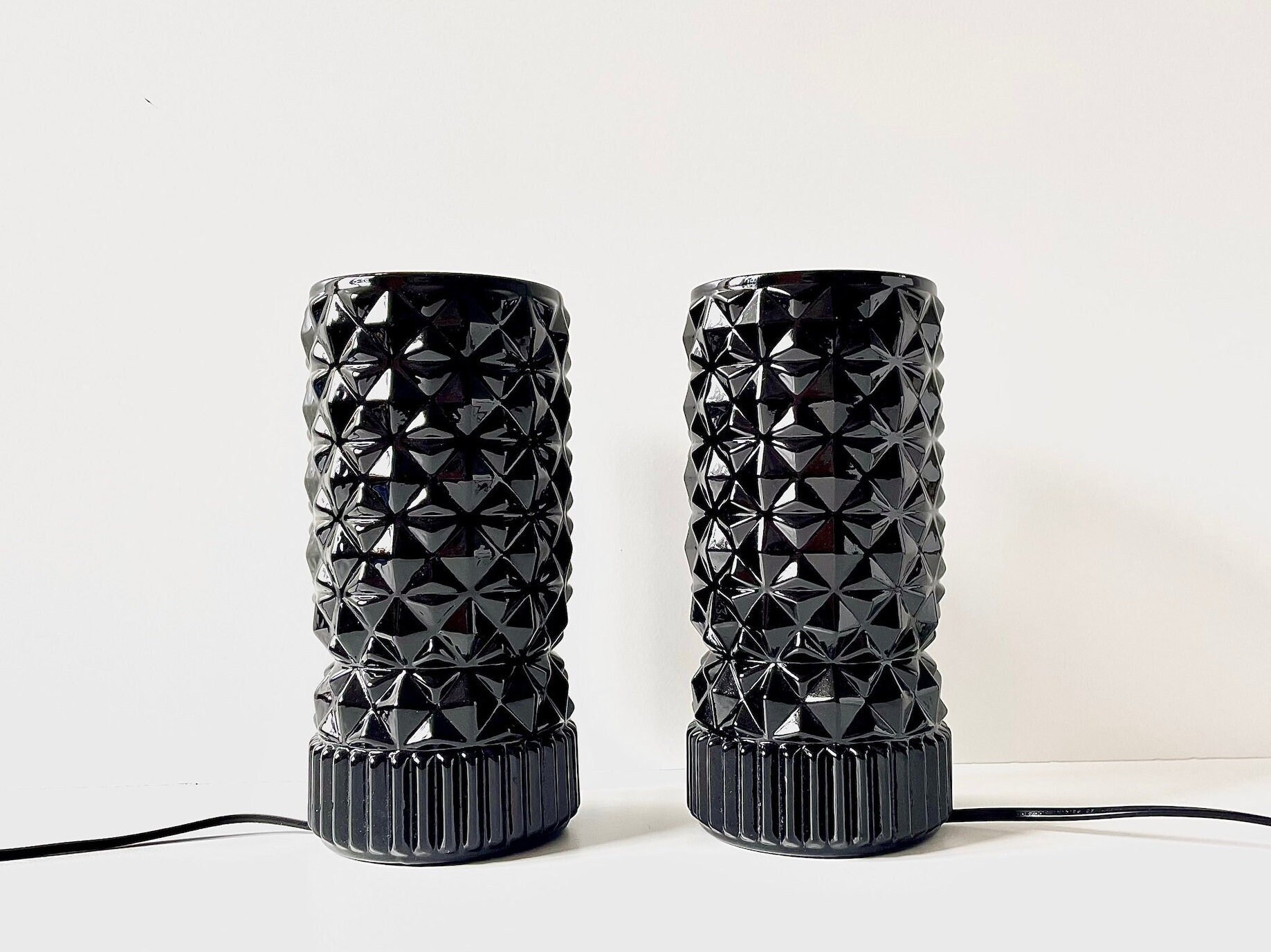 Pair of Art Deco Style Bedside Lamps, Funky 90s Lighting Vintage Ikea